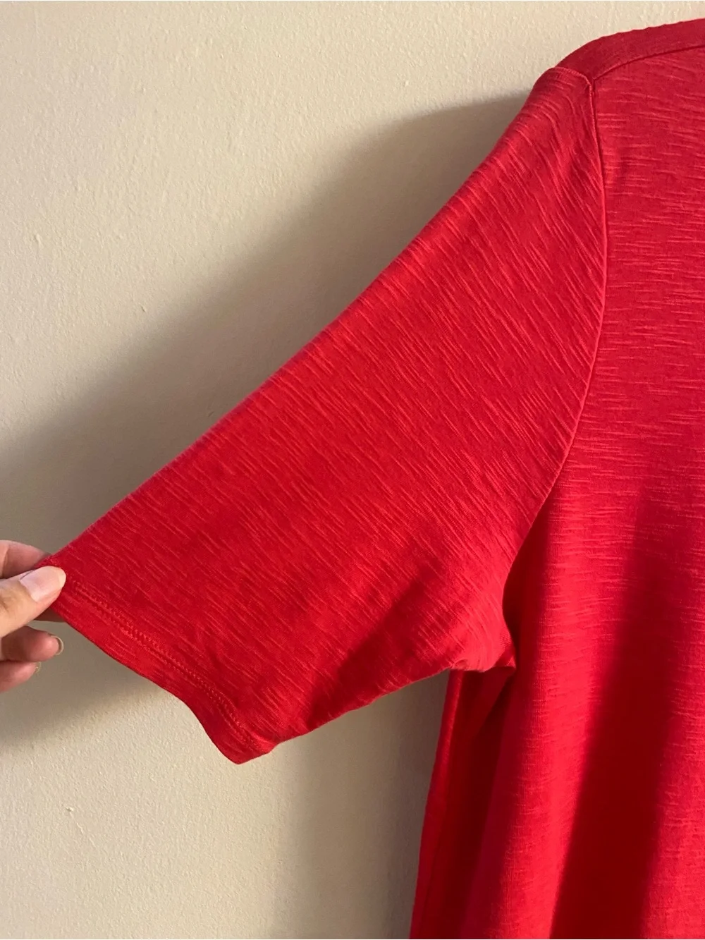 J Jill  Red Short Sleeve Scoop Neck Tee Pima Cotton Large - Picture 5 of 7